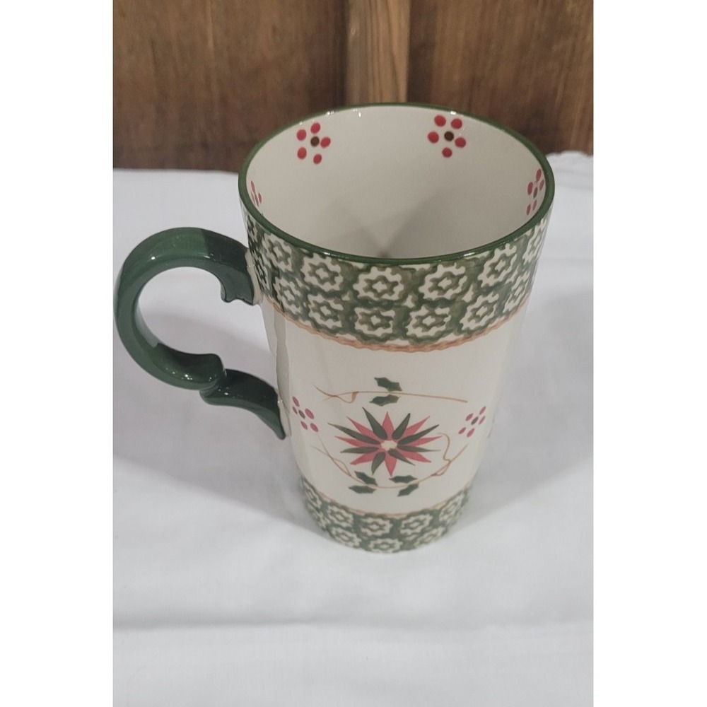 Temptations Old World Green Tall Coffee Mug Cup 16 oz by Tara